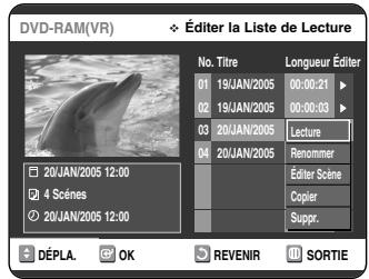 SAMSUNG DVD-VR325P - Sélectionnez dans la Liste de Lecture le titre que vous souhaitez renomer en déplaçant la barre de selection à l'aide des touches ▲▼, puis appuyez sur OK ou sur ▷. - 1