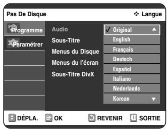 SAMSUNG DVD-VR325P - Configuration des options de langue - 3