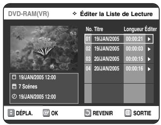 SAMSUNG DVD-VR325P - - Pour revenir au menu Éditer la Liste de Lecture - - 1