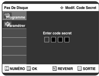 SAMSUNG DVD-VR325P - Changement du code secret - 2