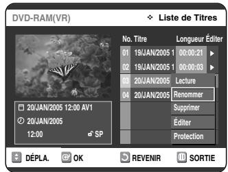 SAMSUNG DVD-VR325P - Modification du nom d'un titre - 6