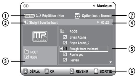 SAMSUNG DVD-VR325P - Éléments du menu MP3 - 1