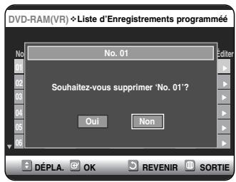SAMSUNG DVD-VR325P - Suppression de la listedenregistrementprogrammée - 9
