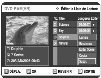 SAMSUNG DVD-VR325P - Suppression d'un titre de la Liste de Lecture - 3