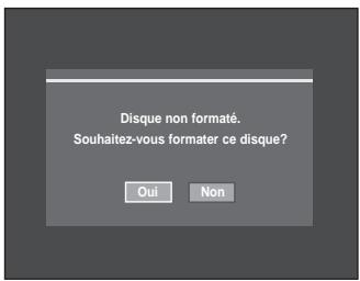Disque non formaté. Souhaitez-vous formater ce disque? Oui Non