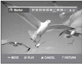 SAMSUNG DVD-VR330 - Press the ◀▶ buttons to select a marked scene. Press the CANCEL button to delete the selected mark. - 2