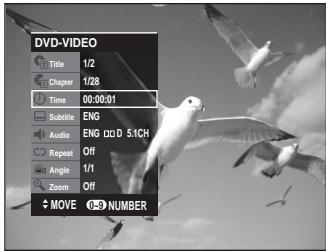 DVD-VIDEO Title 1/2 Chapter 1/28 Time 00:00:01 Subtitle ENG Audio ENG 00:00 D 5.1CH Repeat Off Angle 1/1 Zoom Off $ MOVE NUMBER