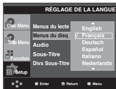 SAMSUNG DVD-1080PR - Utilisation de la langue du Disc Menu (Menu Disque) - 1