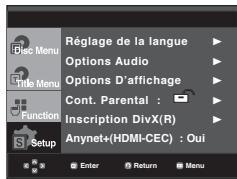 SAMSUNG DVD-1080PR - Utilisation du menu de configuration - 1