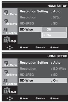 SAMSUNG DVD-1080PR - Setting Up the BD Wise - 1