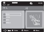 SAMSUNG DVD-C450 - Menu de secuencias para MP3/WMA/JPEG/MPEG4/CD Audio - 1