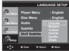 SAMSUNG DVD-F1080W - Using the DivX Subtitle Language - 1