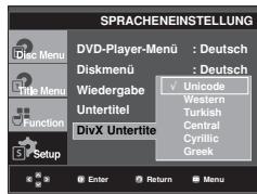 SAMSUNG DVD-F1080W - DivX-Untertitel-Sprache wählen - 1