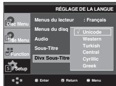 SAMSUNG DVD-F1080W - Utilisation de la langue des sous-titres de fichiers DivX - 1