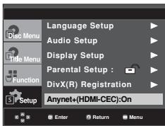 SAMSUNG DVD-F1080W - Setting Up the Anynet+ (HDMI-CEC) (DVD-F1080 only) - 2