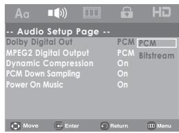 SAMSUNG DVD-H1080 - Setting Up the Audio options - 2