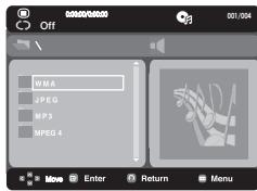 SAMSUNG DVD-H1080 - Clips Menu for MP3/WMA/JPEG/MPEG4/CD Audio - 1