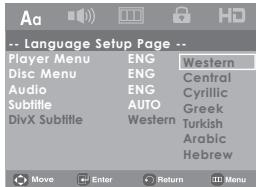 SAMSUNG DVD-H1080 - Using the DivX Subtitle Language - 1