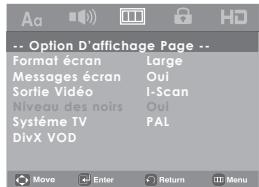 SAMSUNG DVD-H1080 - Configuration des options d'affichage - 1