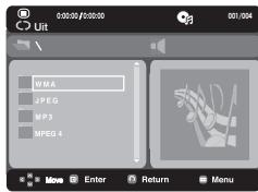 SAMSUNG DVD-H1080 - Menu Clips voor MP3/WMA/JPEG/MPEG4/CD Audio - 1