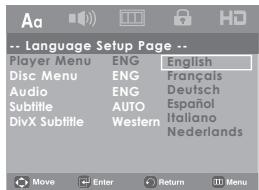 SAMSUNG DVD-H1080B - Using the Player Menu Language - 1