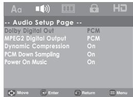SAMSUNG DVD-H1080B - Setting Up the Audio options - 1