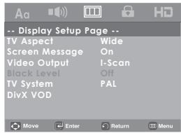 SAMSUNG DVD-H1080B - Setting Up the display options - 1