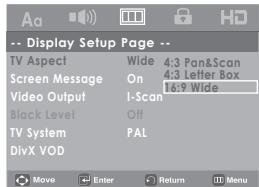 SAMSUNG DVD-H1080B - Setting Up the display options - 2