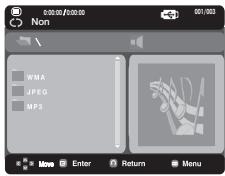 0:00:00/10:00 Non WMA JPEG MP3 Move Enter Return Menu