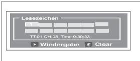 Leszeichen TT:01 CH:05 Time 0:39:23 Wiedergabe Clear