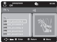 00:00:00/00:00 Off AV1 v3_4divx515b-8 AV2 v3_4divx050b-8 AV3 v3_4divx502b-8 AV4 v3_4divx412b-8 AV5 v3_4divx511d-8 Move Enter Return Menu
