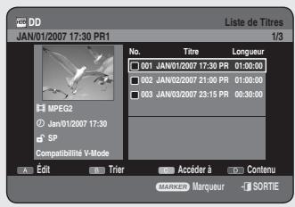 SAMSUNG DVD-HR756 - Utilisation du bouton TITLE LIST - 2