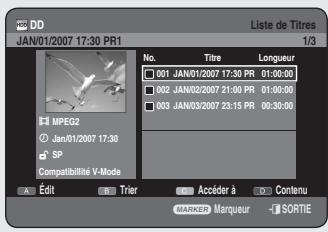 SAMSUNG DVD-HR756 - Utilisation du bouton TITLE LIST - 2