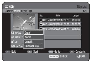 SAMSUNG DVD-HR773A - USING THE SORT FUNCTION (TITLE LIST) - 2