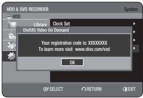 SAMSUNG DVD-HR773A - DivX(R) Registration - 1