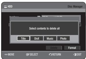 SAMSUNG DVD-HR773A - Delete All Title Lists/DivX Lists /Music Lists/Photo Lists - 3
