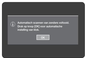 Automatisch scannen van zenders voltooid. Druk op [OK] voor automatische instelling van de klok. OK