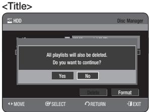 SAMSUNG DVD-HR773A - Delete All Title Lists/DivX Lists /Music Lists/Photo Lists - 4