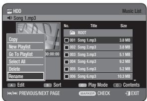 SAMSUNG DVD-HR773A - CHANGING THE NAME OF MUSIC/PHOTO/DIVX FILE - 2
