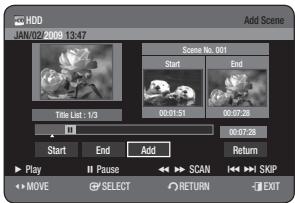 SAMSUNG DVD-HR773A - Adding a Scene - 2