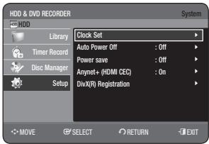 SAMSUNG DVD-HR773A - SETTING UP THE SYSTEM OPTIONS - 1