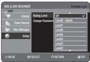 SAMSUNG DVD-HR773A - Setting the Rating Level - 1