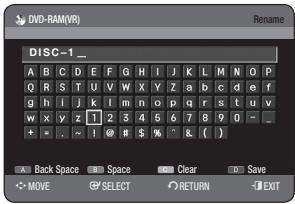 SAMSUNG DVD-HR773A - Editing the Disc Name - 8