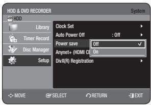 SAMSUNG DVD-HR773A - Power Save Setting - 2