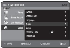 SAMSUNG DVD-HR773A - SETTING UP THE AUDIO OPTIONS - 1