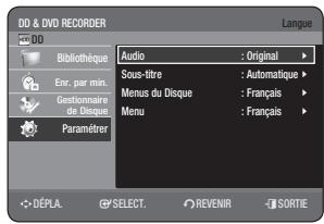 SAMSUNG DVD-HR775A - CONFIGURATION DES OPTIONS DE LANGUAGE - 1