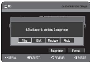 SAMSUNG DVD-HR775A - Suppression de tous les titres/des fichiers de DivX/des fichiers de musique/des fichiers de photos - 3