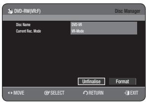 SAMSUNG DVD-HR775A - Unfinalising a Disc (V/VR mode) - 3
