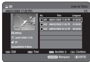 SAMSUNG DVD-HR775A - Utilisation du bouton TITLE LIST - 1