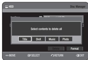 SAMSUNG DVD-HR775A - Delete All Title Lists/DivX Lists /Music Lists/Photo Lists - 3